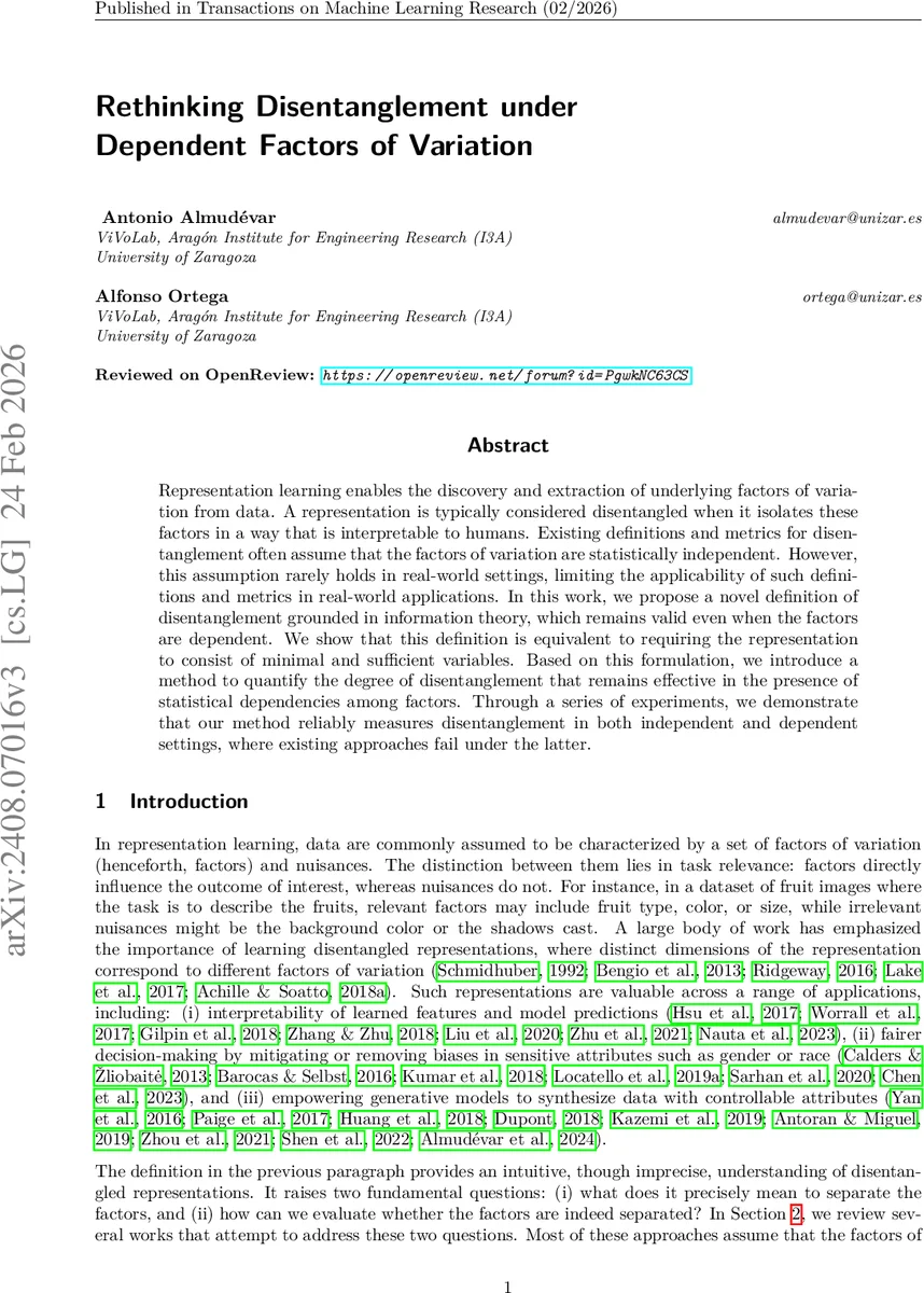 의존적 요인 하에서 재고된 분리표현