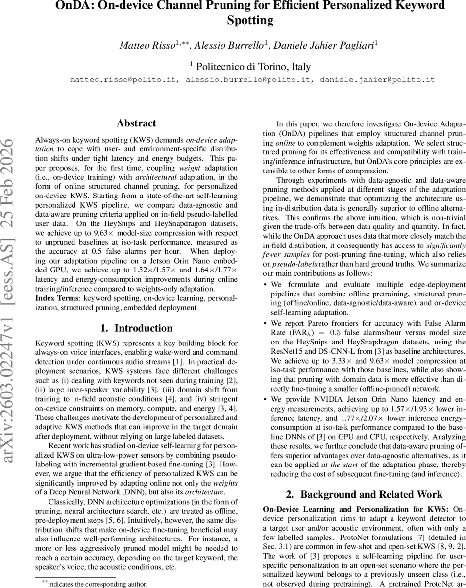 온디바이스 채널 프루닝으로 개인화 키워드 스포팅 효율화