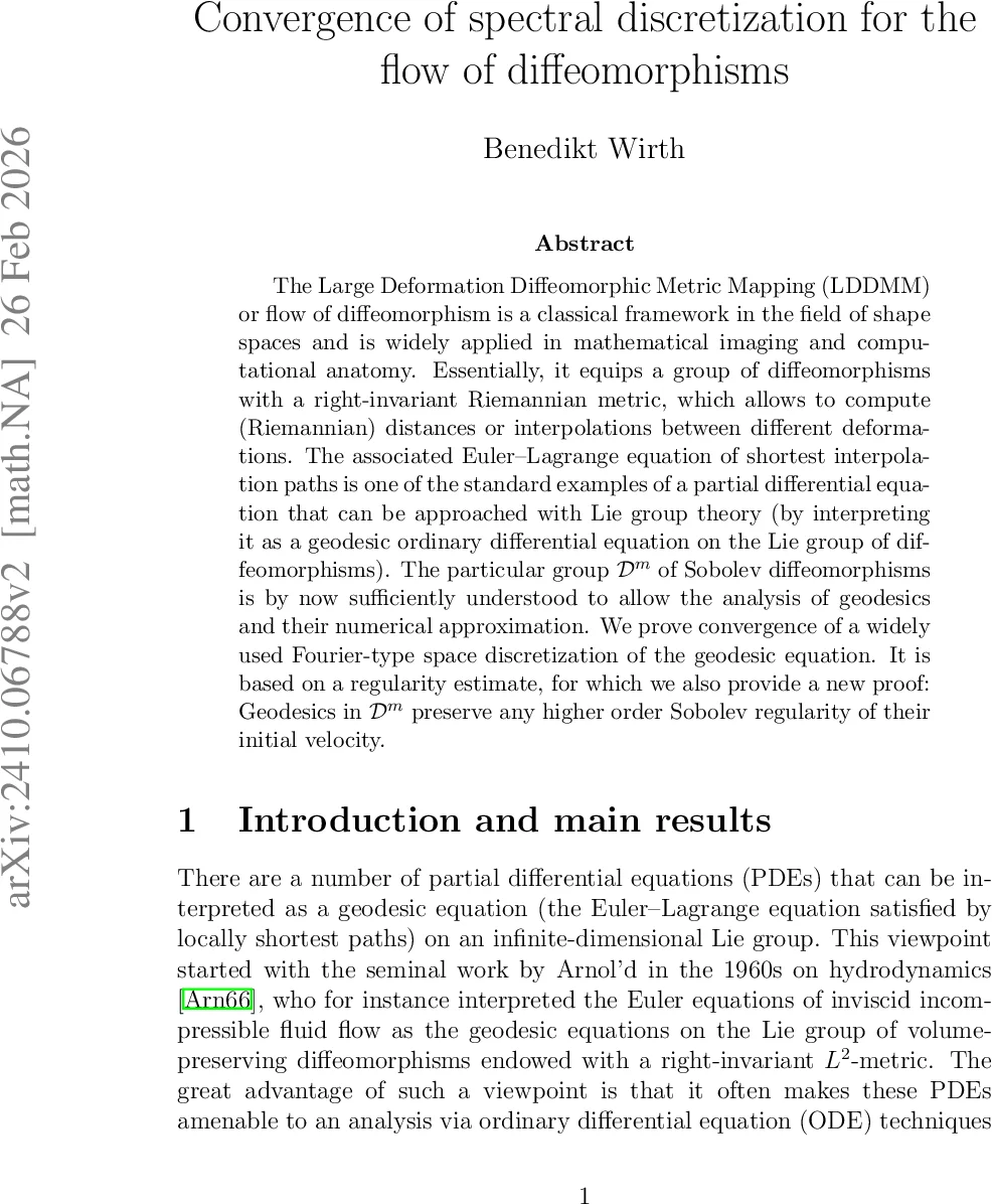 스펙트럴 이산화와 미분동형 흐름의 수렴성