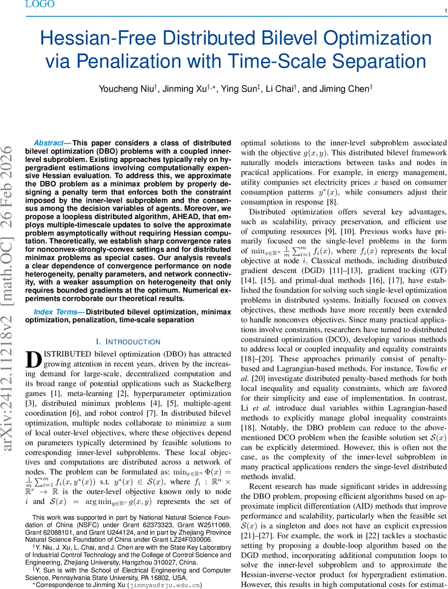 시간 스케일 분리를 이용한 페널티 기반 무헤시안 분산 이중 최적화