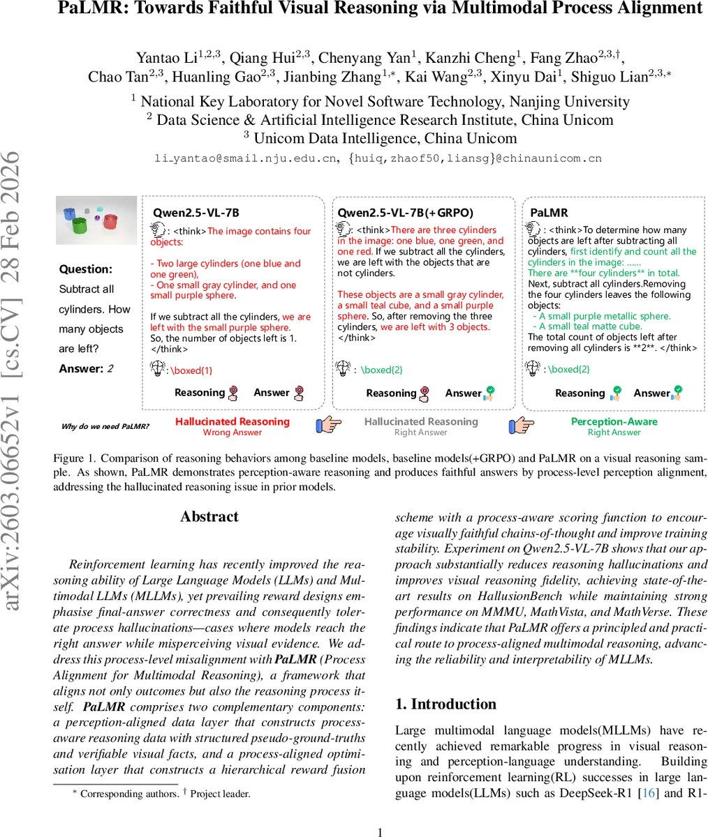 시각적 추론 신뢰성을 높이는 PaLMR: 프로세스 정렬 기반 멀티모달 학습
