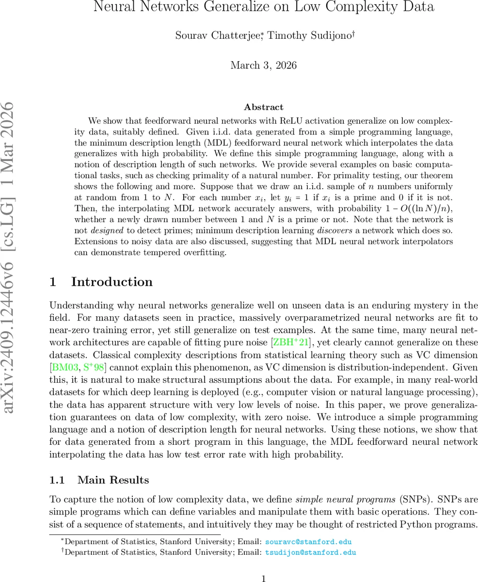 단순 프로그램 데이터에서 신경망의 일반화