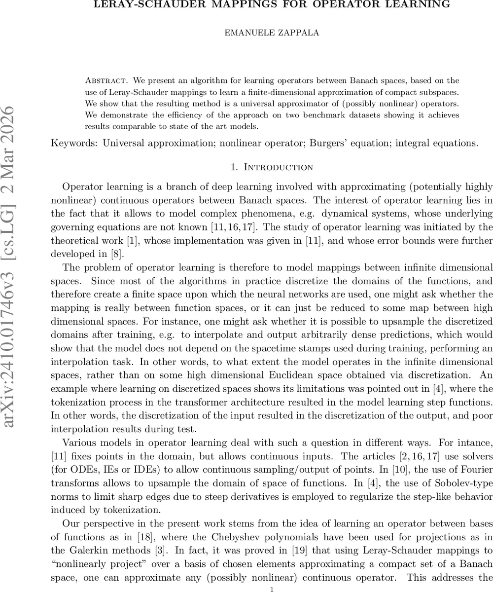 연산자 학습을 위한 Leray‑Schauder 매핑 기반 보편 근사 프레임워크