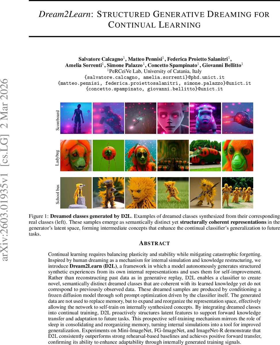 꿈을 통한 연속 학습: Dream2Learn