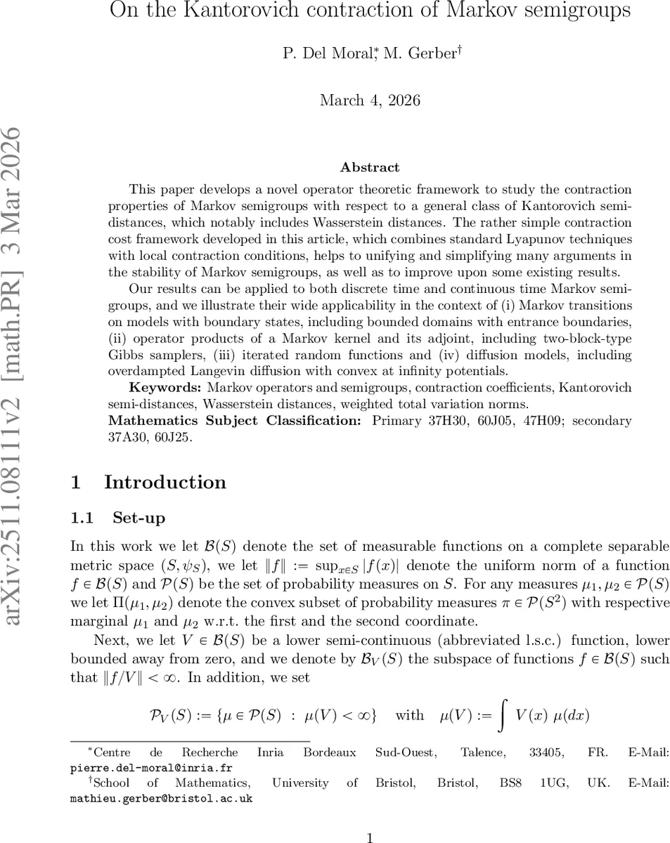 마르코프 연산자의 칸토로비치 수축 분석