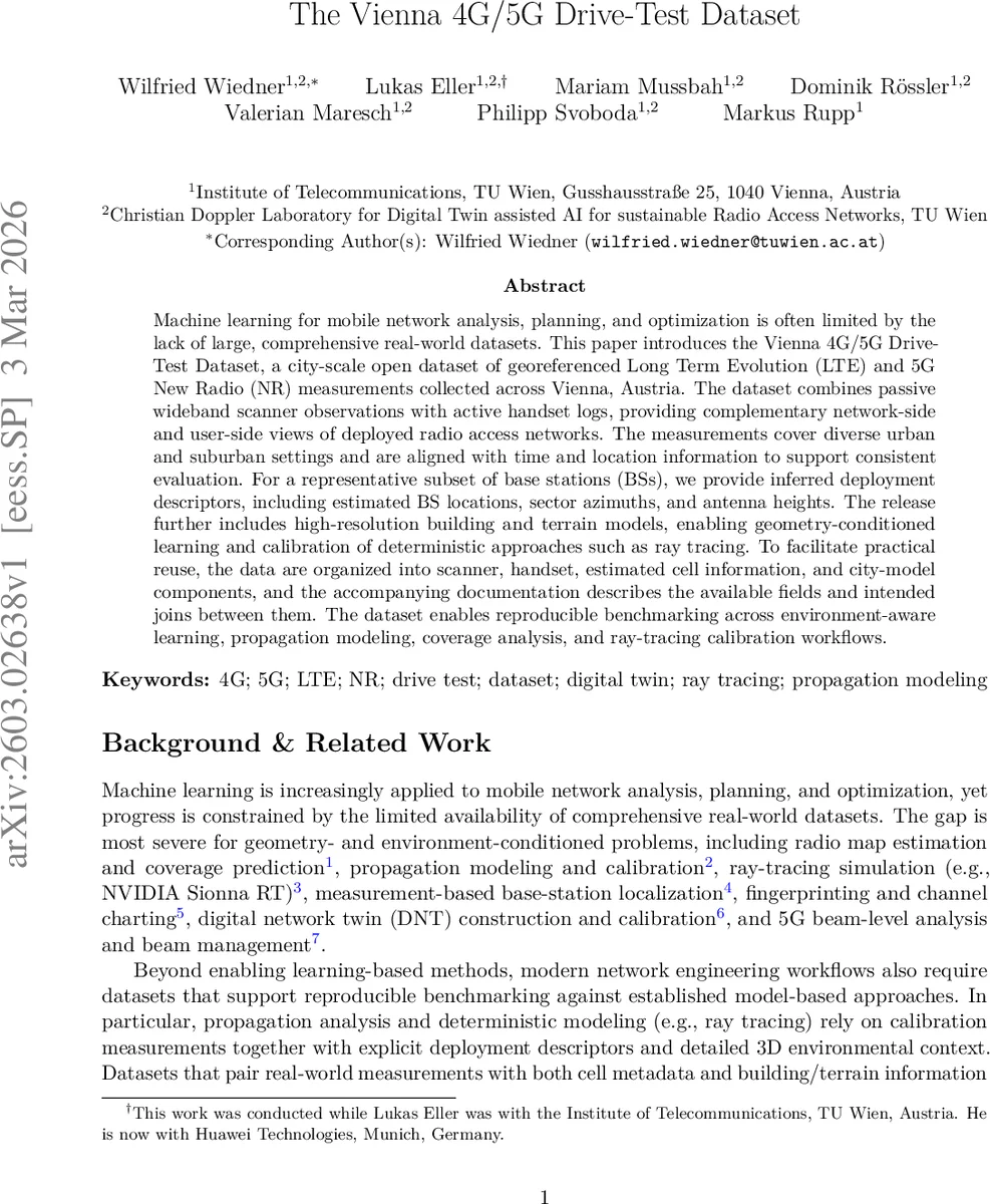 비엔나 4G·5G 드라이브 테스트 데이터셋