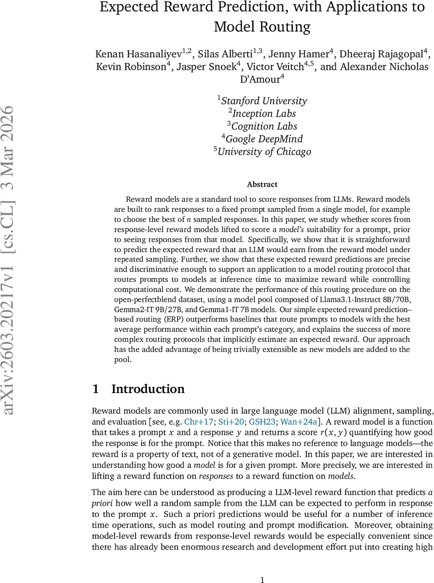 예상 보상 예측과 모델 라우팅 적용