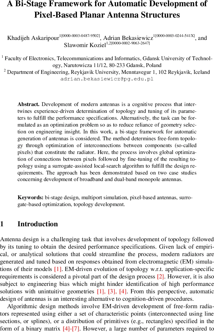픽셀 기반 평면 안테나 자동 설계 이중 단계 프레임워크
