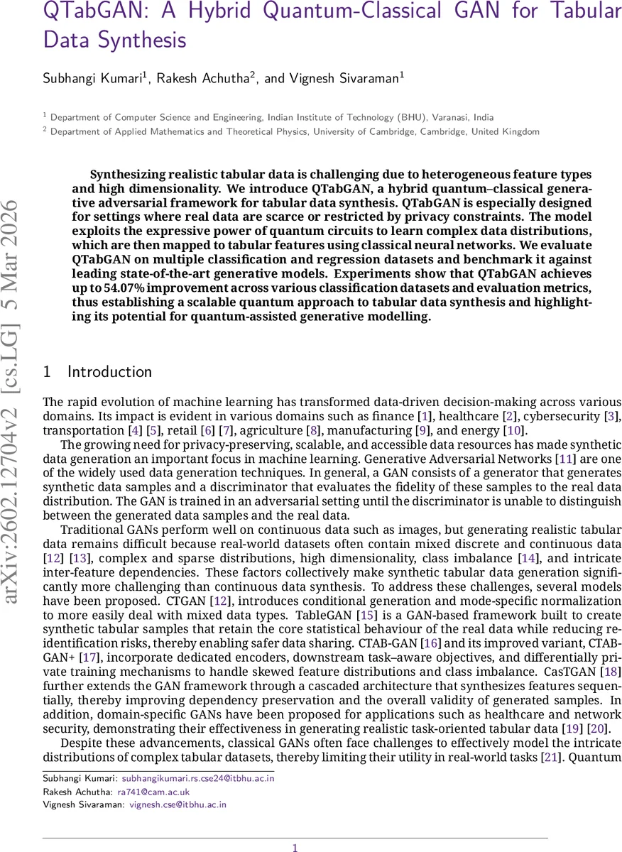 양자‑클래식 하이브리드 GAN으로 탭ular 데이터 합성 혁신