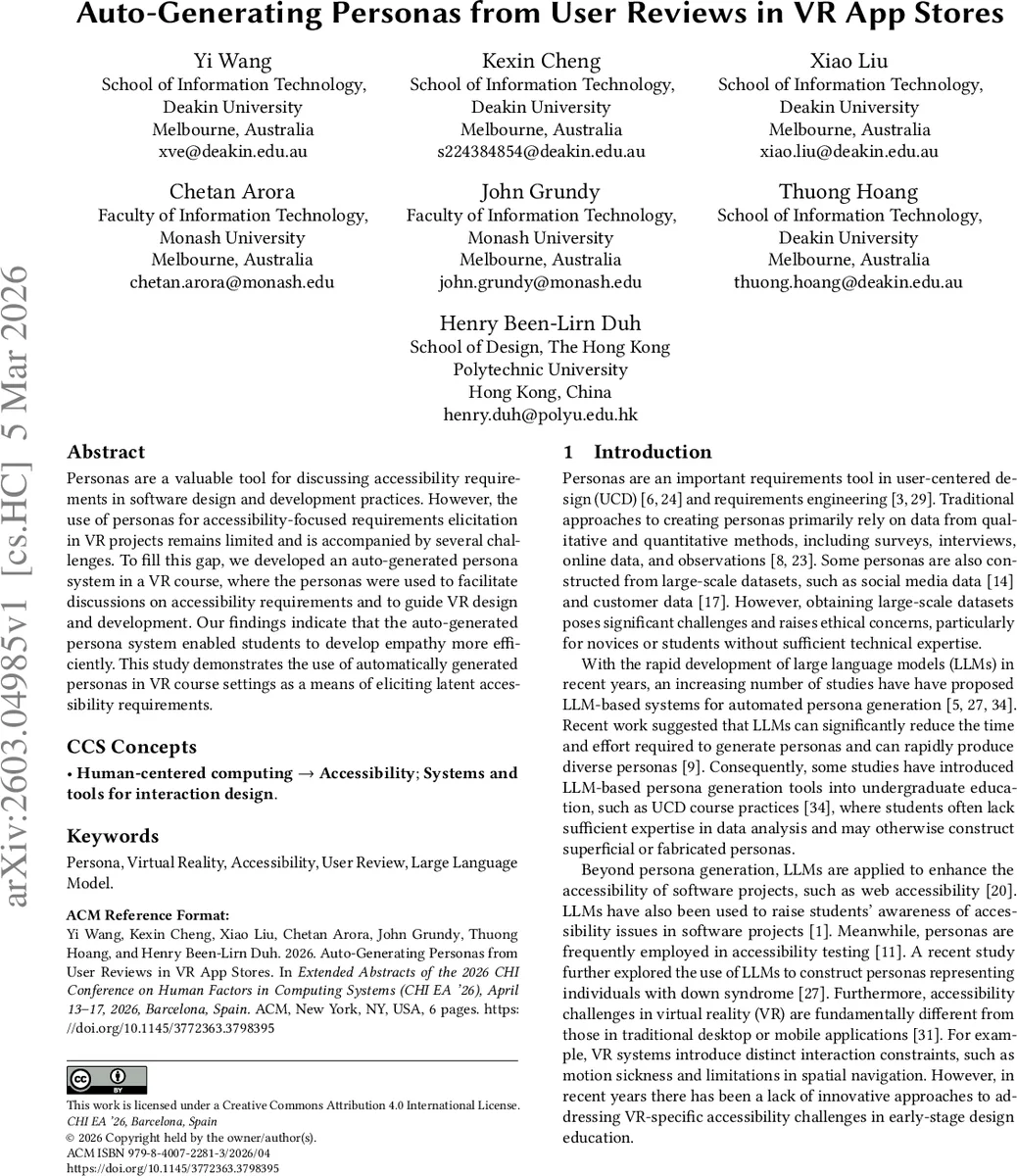 자동생성 퍼소나로 VR 접근성 공감 향상