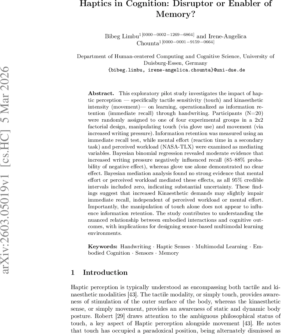 촉각이 기억에 미치는 영향: 방해인가 촉진인가