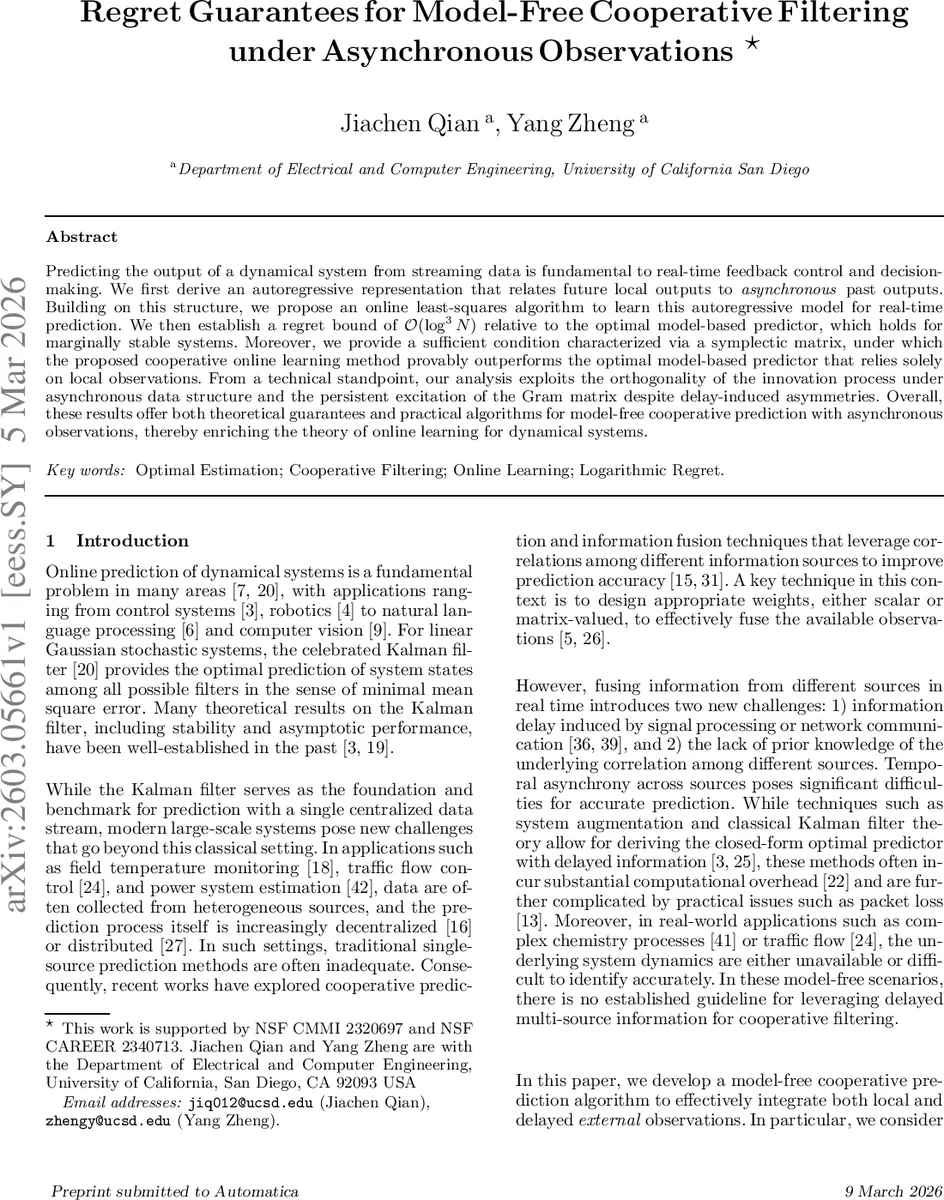 비동기 데이터로 협력 예측, 모델 없이도 최적에 근접