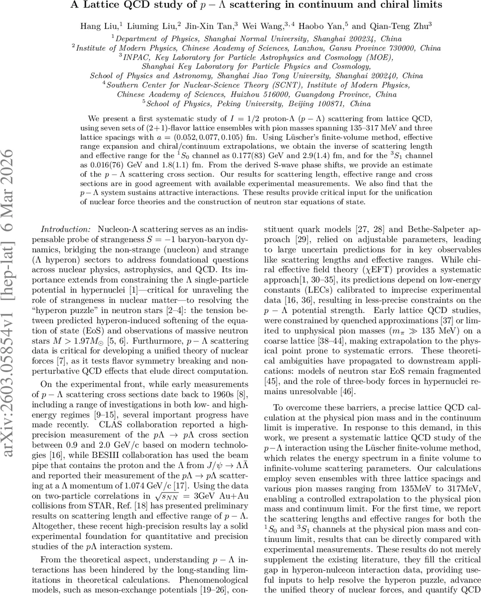 프로톤‑Λ 산란의 격자 QCD 연구: 연속한 물리와 차이적 한계에서의 새로운 통찰