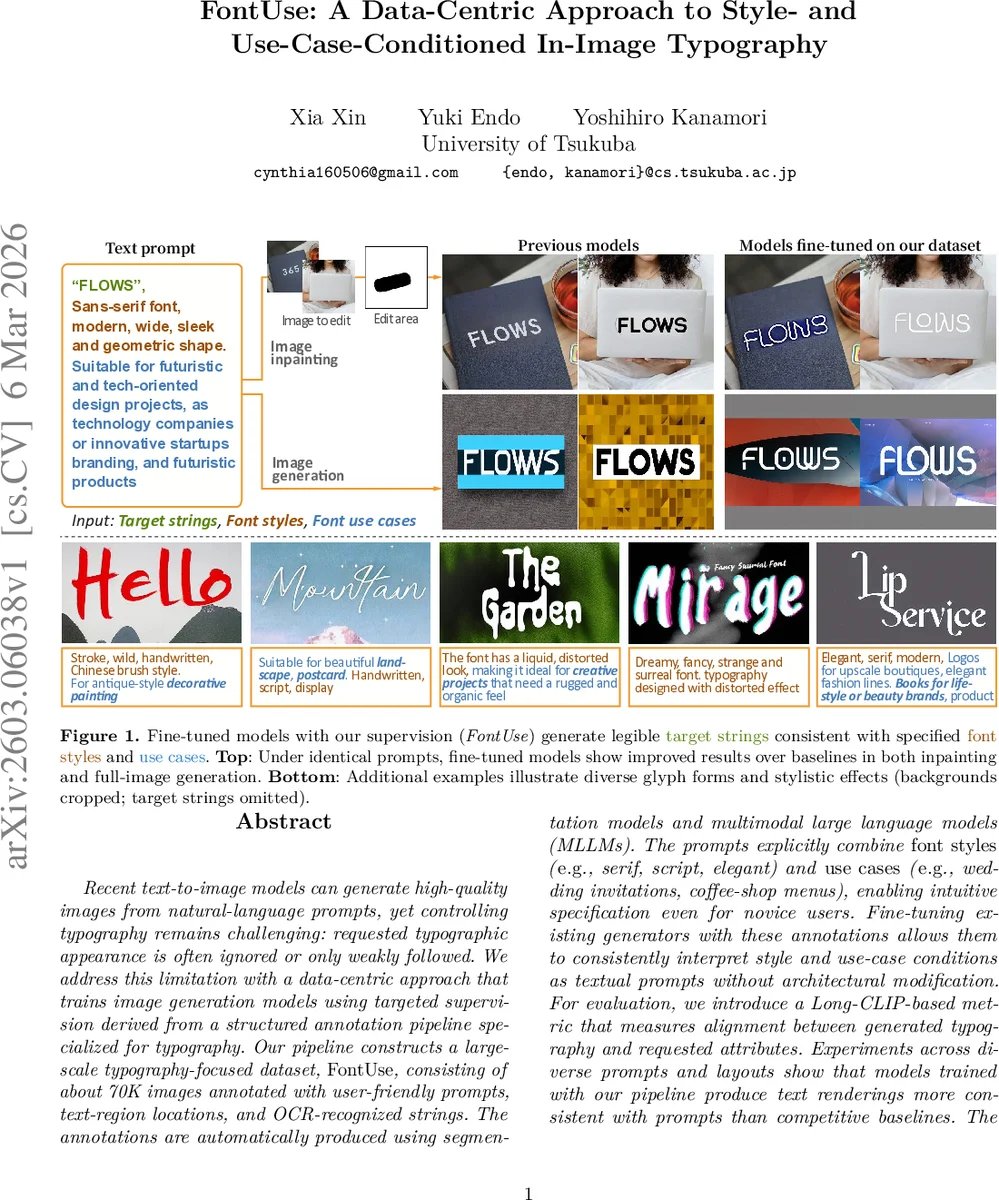 폰트사용: 데이터 중심의 스타일·용도 기반 이미지 내 타이포그래피 제어