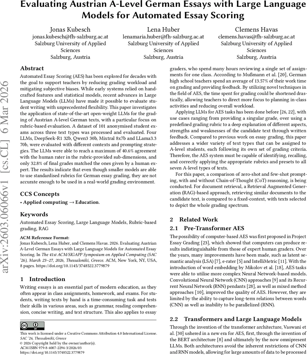 오스트리아 A레벨 독일어 에세이 자동 채점, 대형 언어 모델의 한계와 가능성
