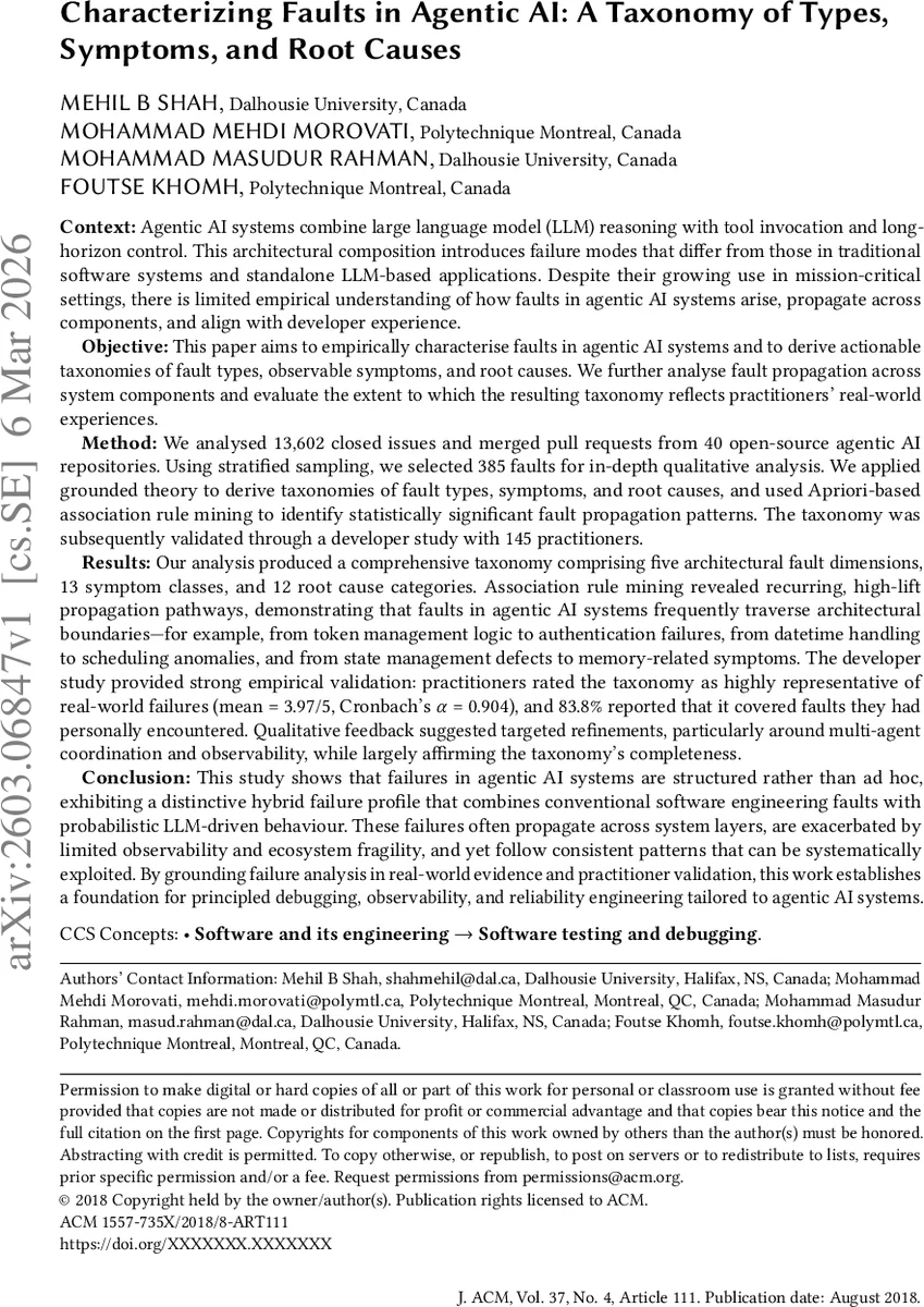 에이전트형 AI 결함 탐구: 유형·증상·근원 분석