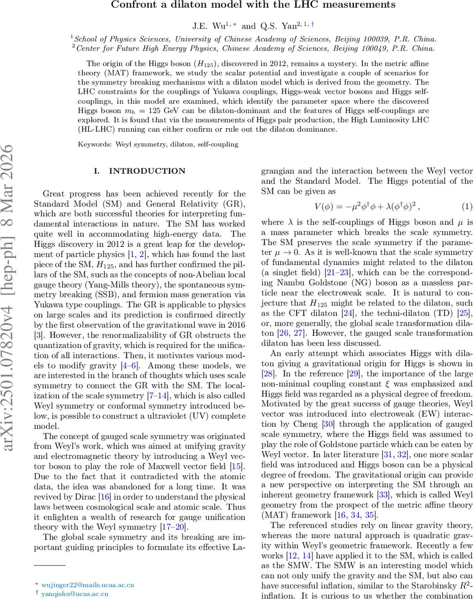 LHC 데이터로 검증하는 딜레톤 모델