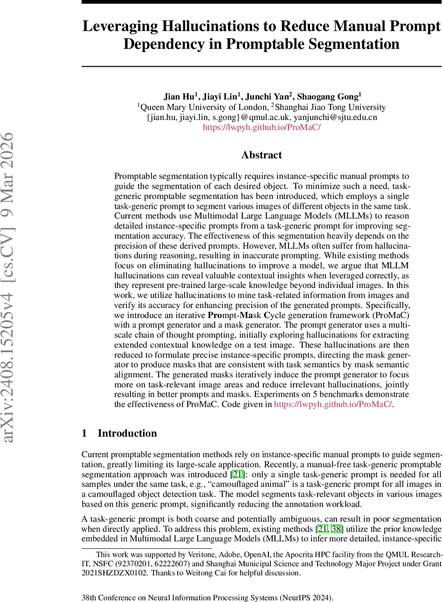 환각을 활용한 프롬프트 의존도 감소와 자동 세그멘테이션