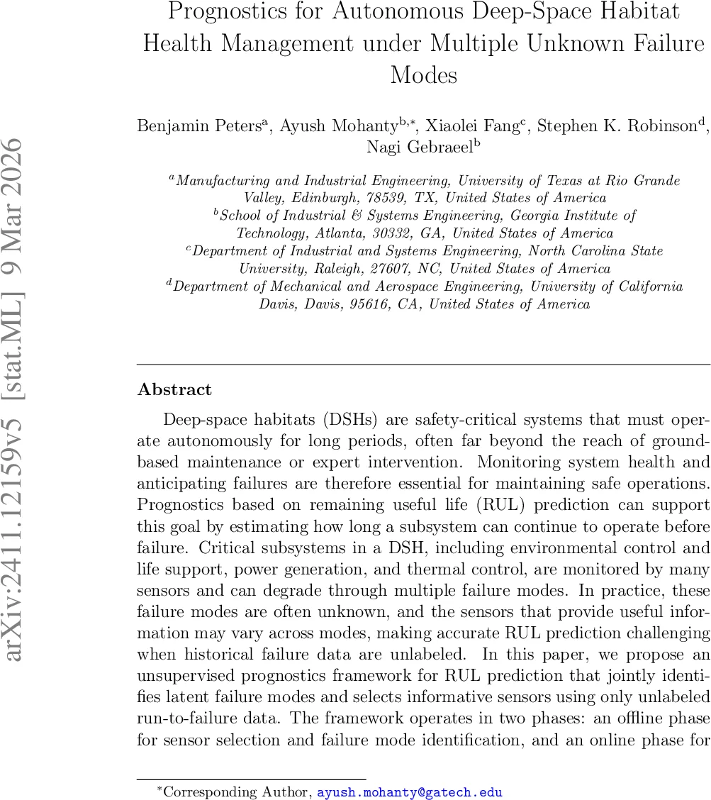심우주 서식지 자가진단을 위한 무감독 잔여수명 예측 프레임워크