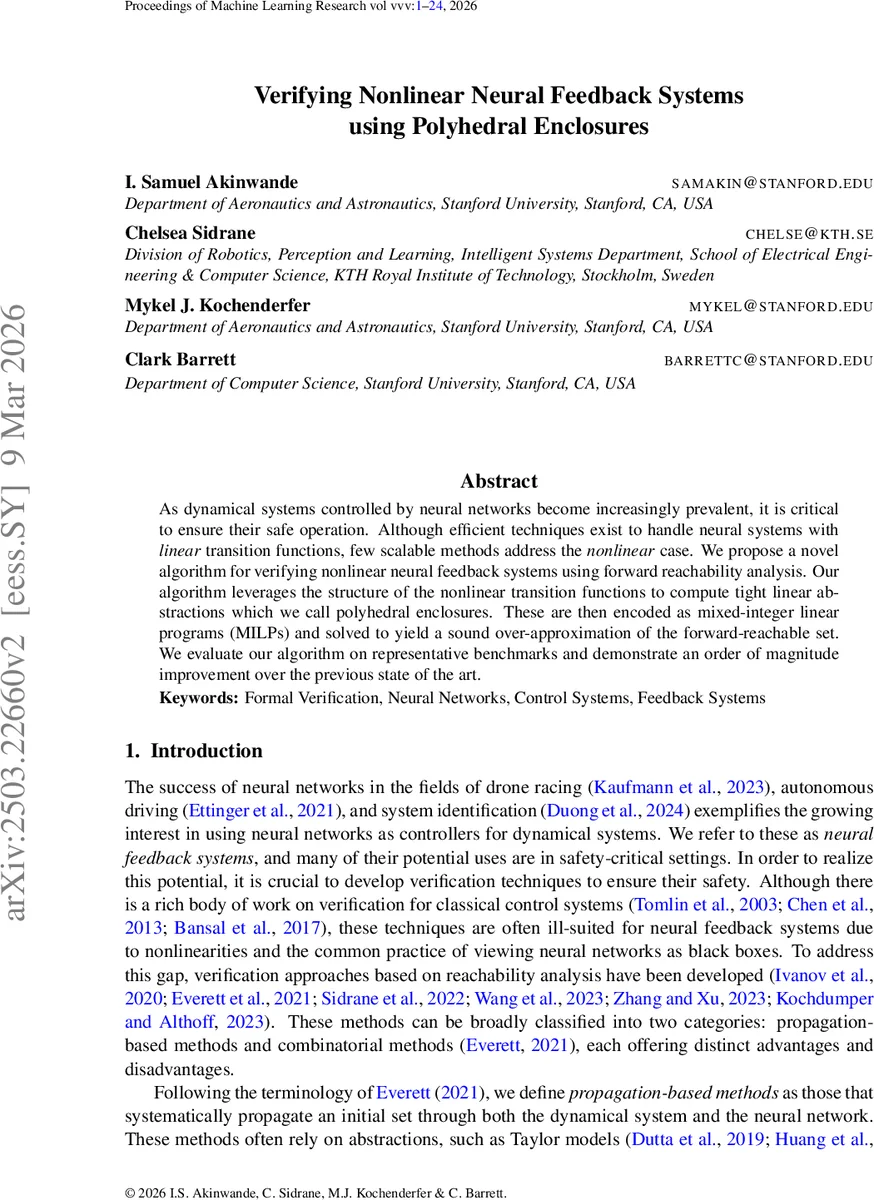 비선형 신경 피드백 시스템 검증을 위한 다각형 포락선 기법