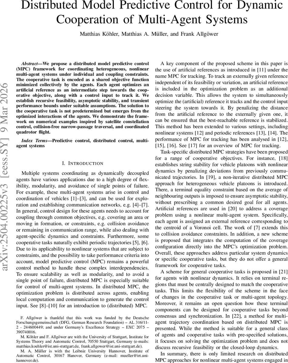 분산 모델 예측 제어를 통한 다중 에이전트 동적 협동