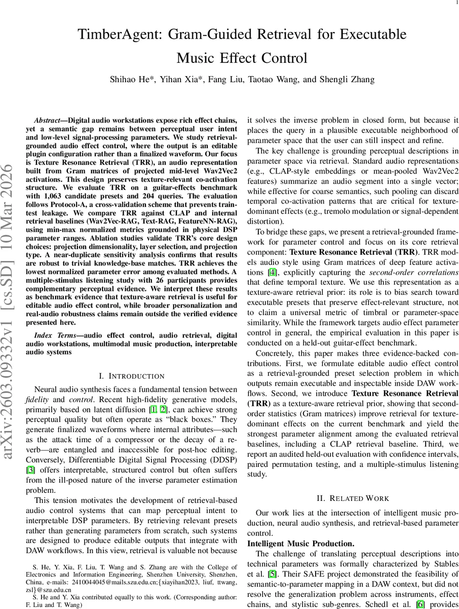 텍스처 기반 프리셋 검색으로 실시간 오디오 이펙트 제어