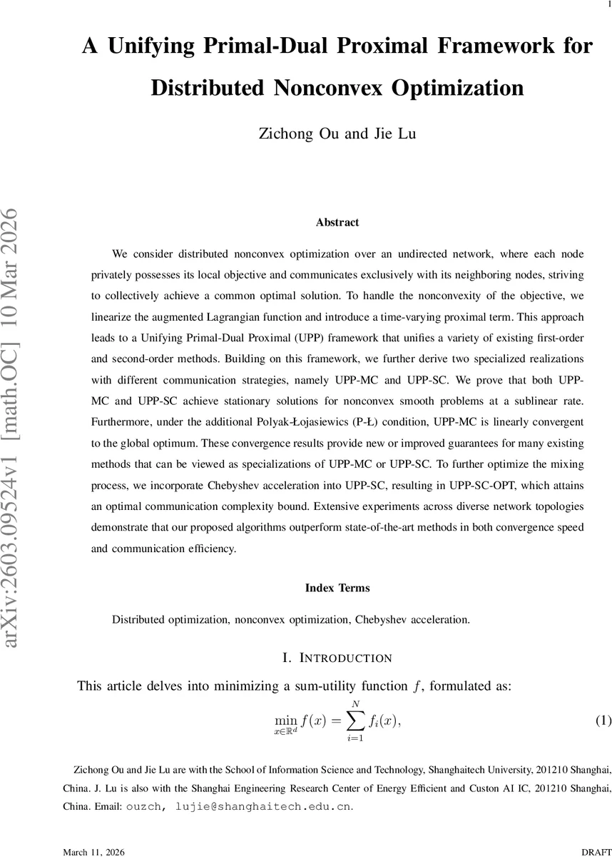 분산 비볼록 최적화를 위한 통합 프라임‑듀얼 근접 프레임워크