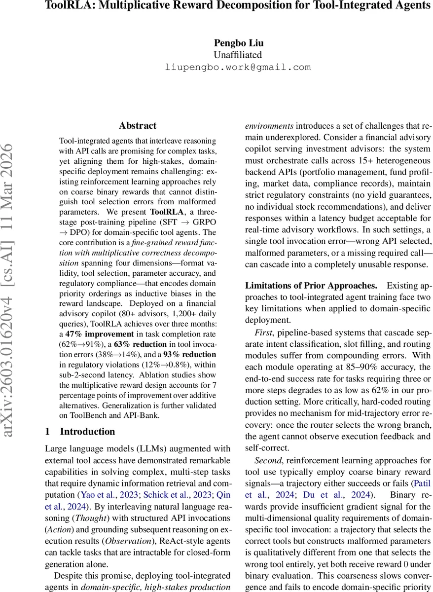 툴통합 에이전트를 위한 다중 보상 분해와 단계별 정렬