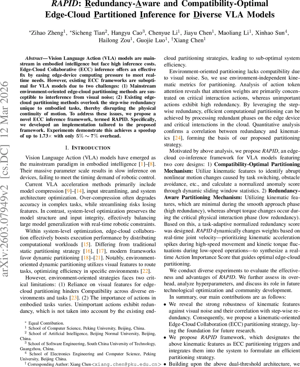 시각‑언어‑동작 모델을 위한 중복 인식 및 호환성 최적 엣지‑클라우드 분할 프레임워크 RAPID