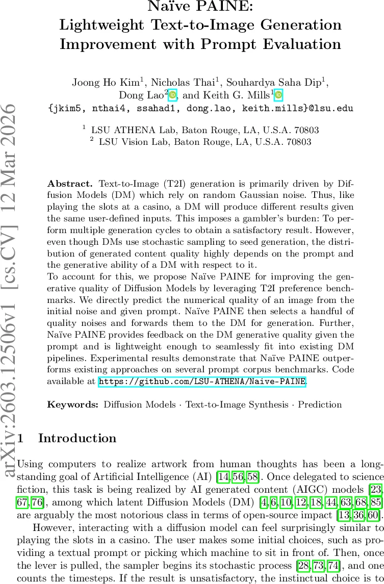 가벼운 텍스트 이미지 생성 품질 향상을 위한 Naive PAINE