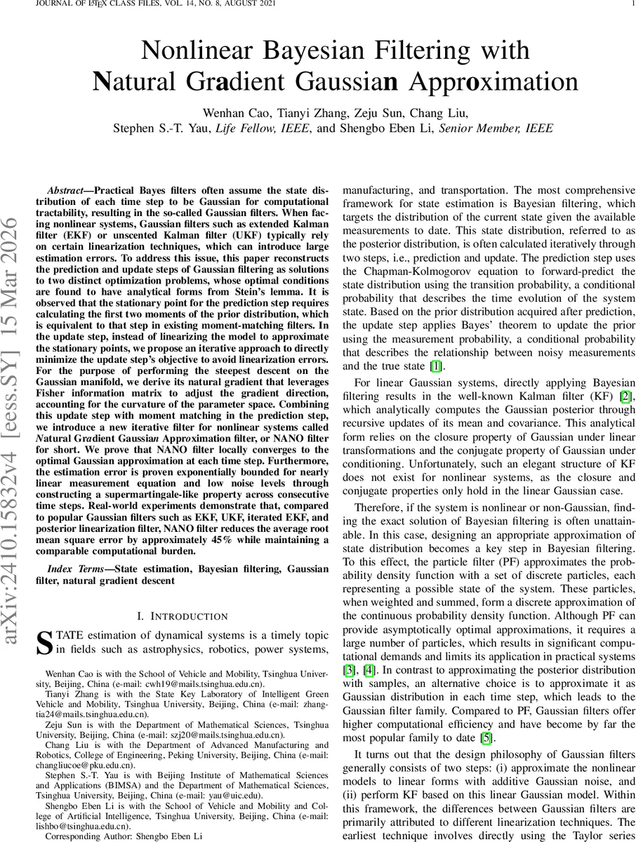자연기울기 기반 비선형 베이즈 필터 NANO