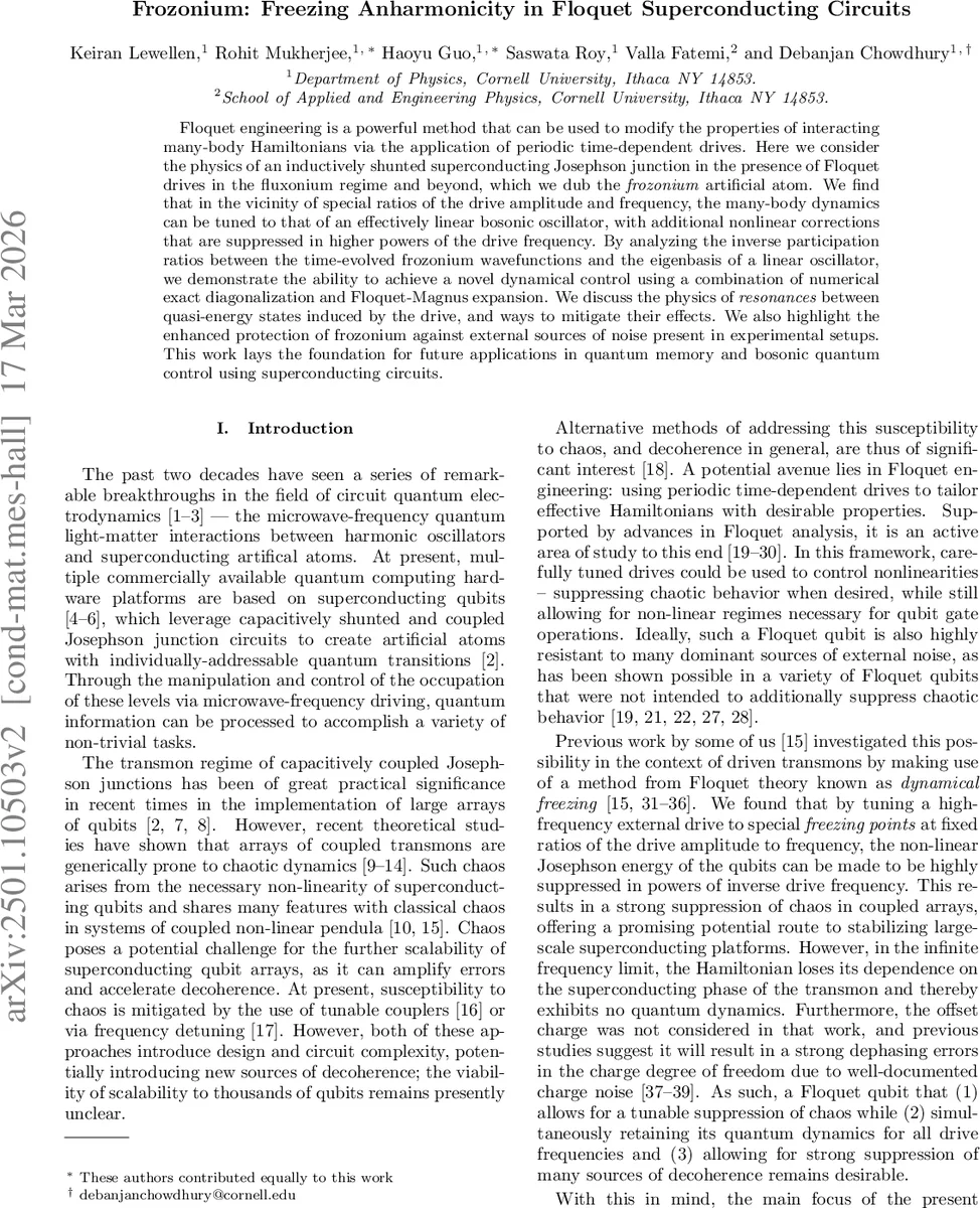플루오렛 회로에서 동결된 비조화성 프로조니움