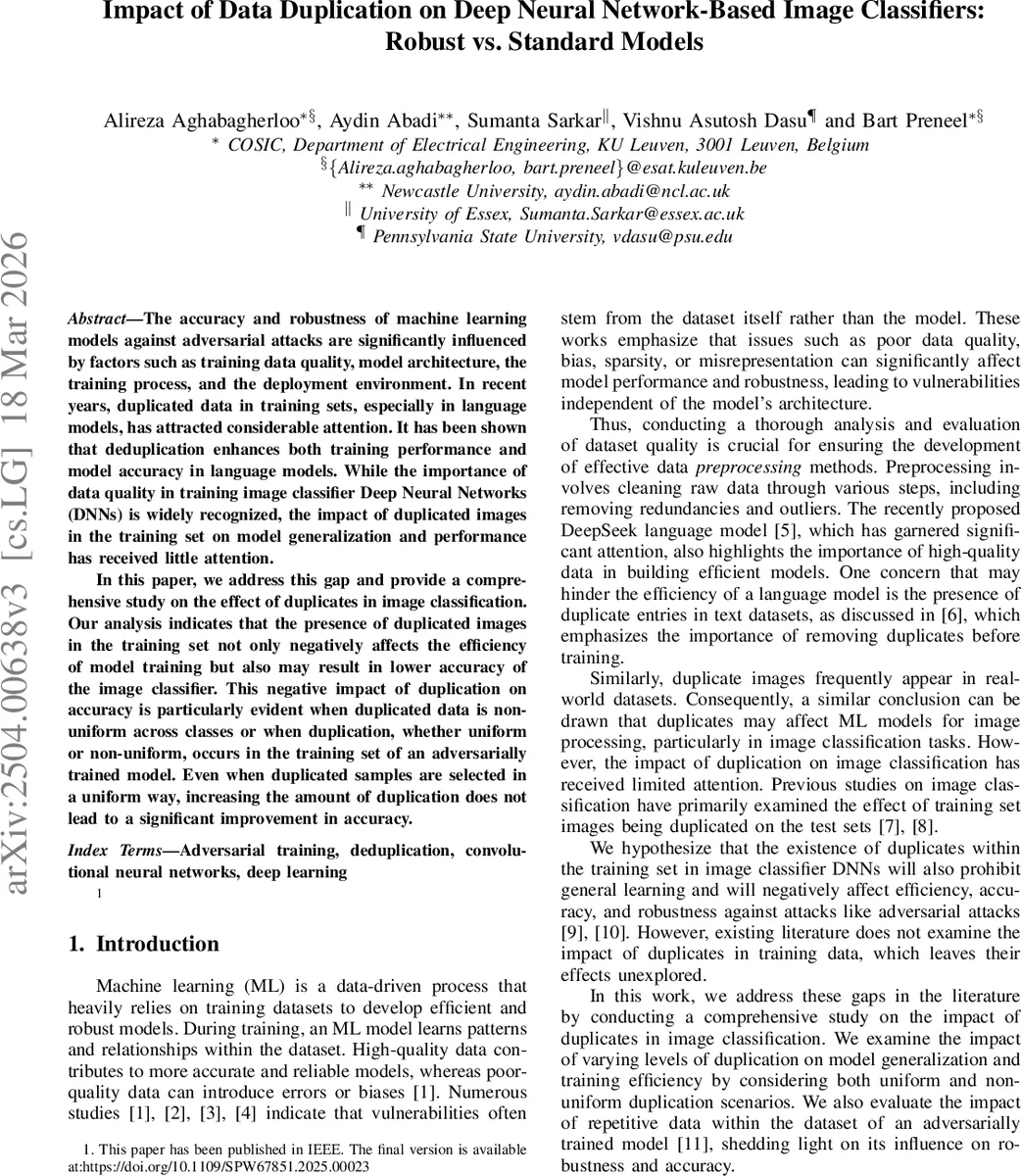 데이터 중복이 이미지 분류 딥러닝 모델에 미치는 영향