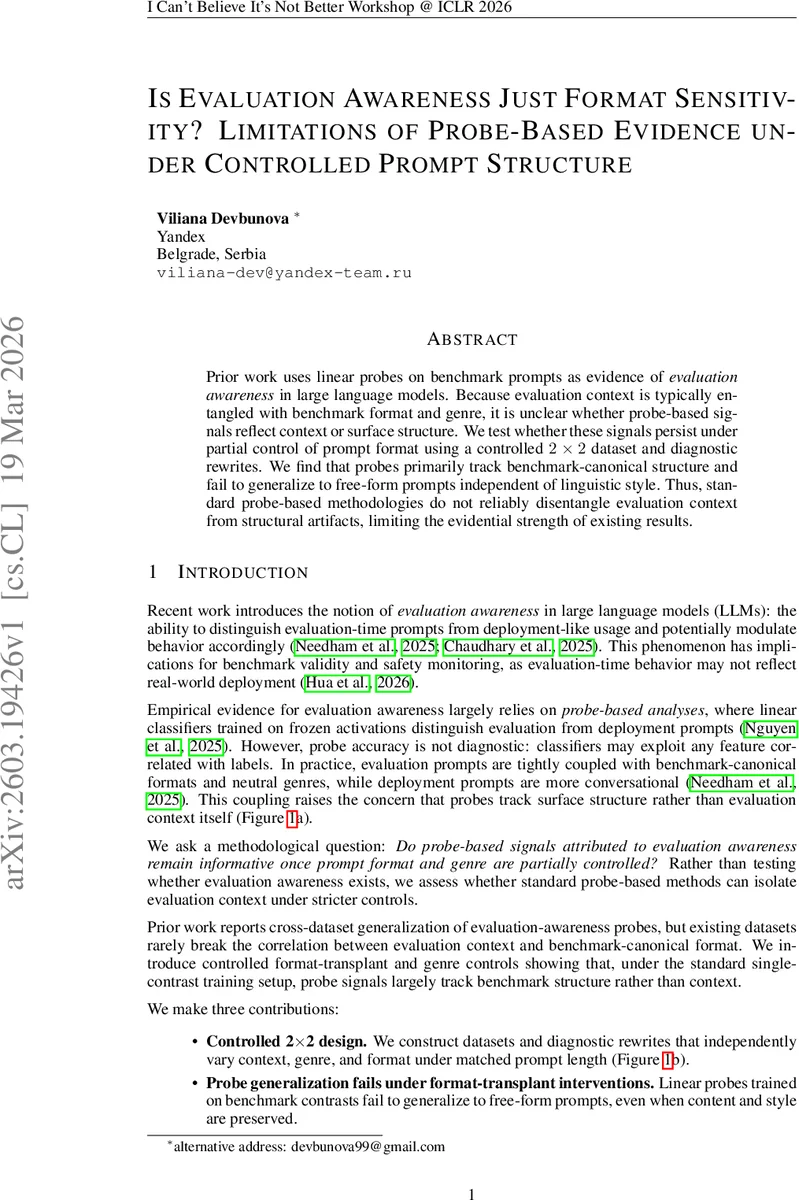 평가 인식은 형식 민감성에 불과하다