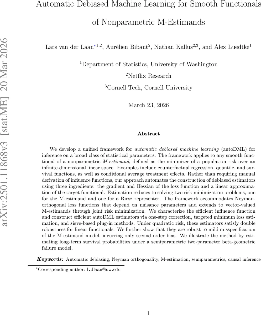 자동 디버깅 머신러닝을 통한 비모수 M추정량 함수형 추정