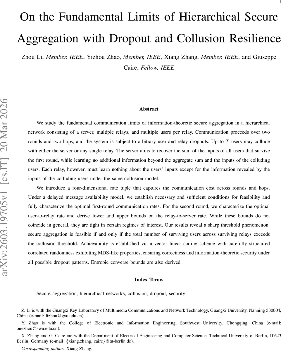 계층형 보안 집계의 근본 한계와 드롭아웃·공모 저항성