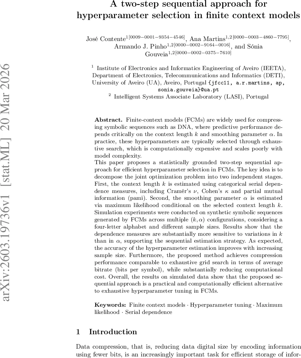 한 단계씩 진행하는 유한 컨텍스트 모델 하이퍼파라미터 선택법