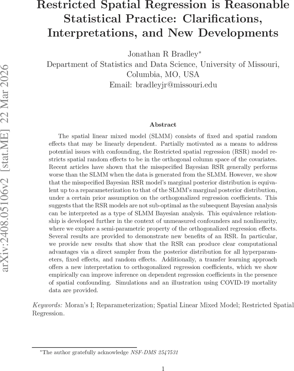 제한된 공간 회귀는 합리적인 통계 실천이다