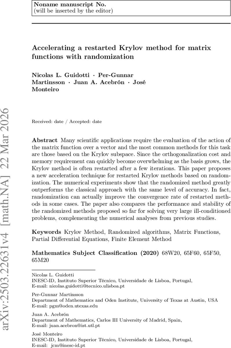 재시작 Krylov 방법의 무작위 가속