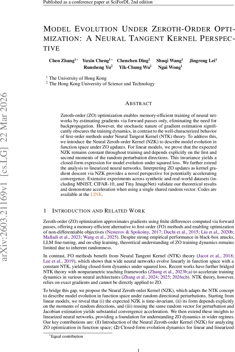 제로오더 최적화와 신경탄젠트 커널의 새로운 연결