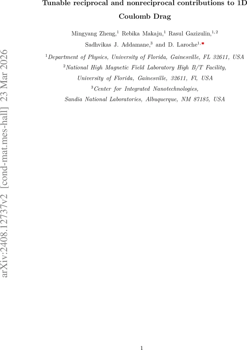 1차원 양자선에서 조절 가능한 상호 및 비상호 쿨롱 드래그의 비밀