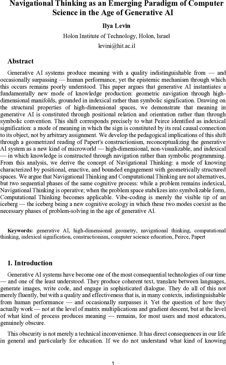 생성 AI 시대의 탐색적 사고: 고차원 기하와 지시적 의미