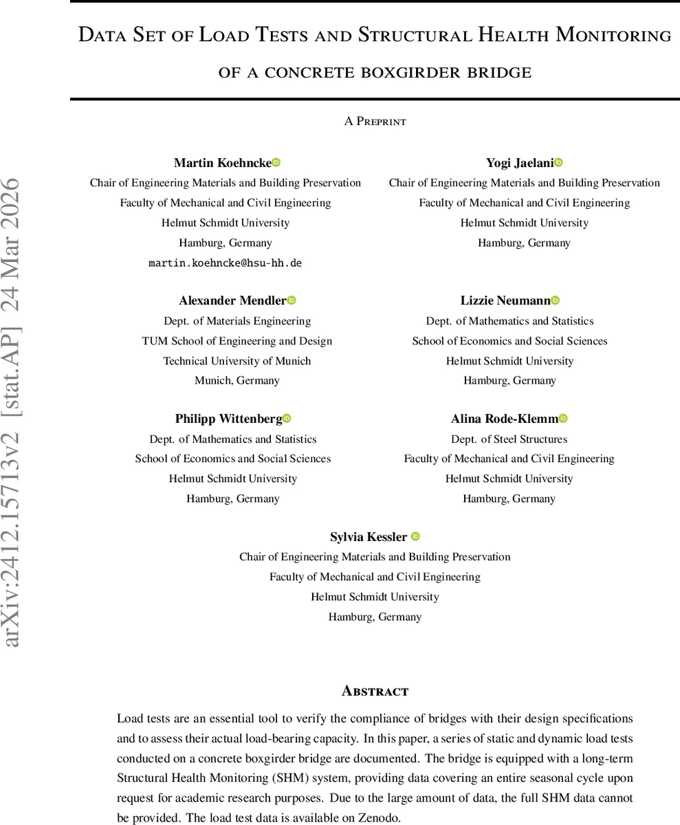 콘크리트 박스거더 교량의 하중 시험 및 구조 건강 모니터링 데이터셋