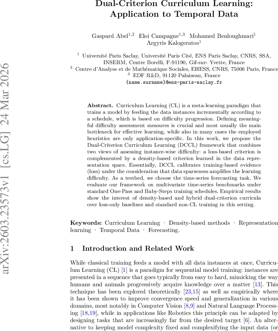 이중 기준 커리큘럼 학습: 시계열 데이터에의 적용