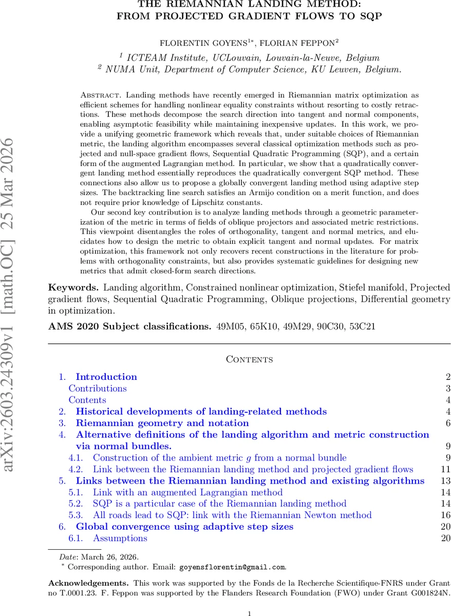 리만 랜딩 방법과 SQP의 통합