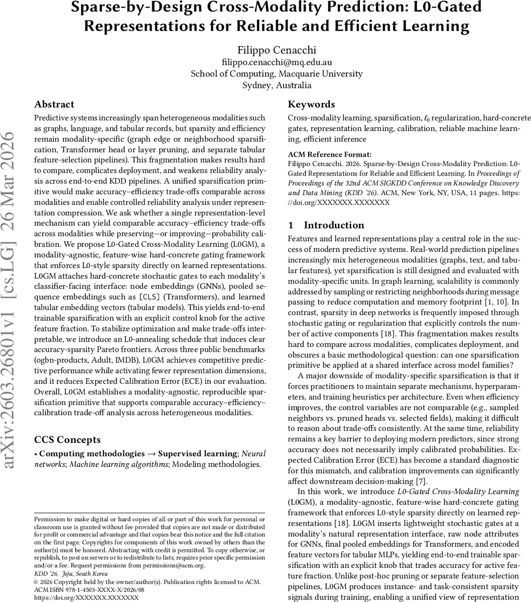 모달리티를 초월한 L0 게이트 기반 희소화로 효율·신뢰성 강화