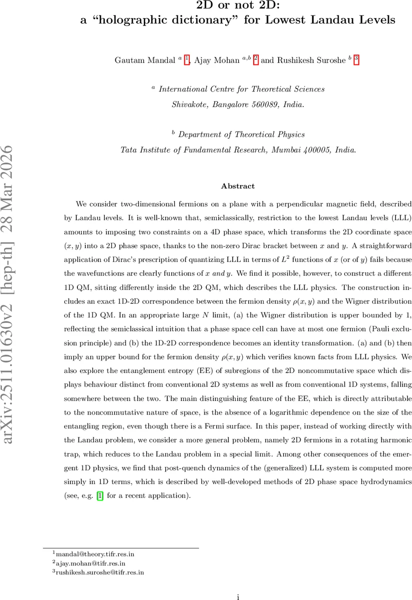 최저 랜드루 레벨의 1차원 2차원 전이와 비코몰리티