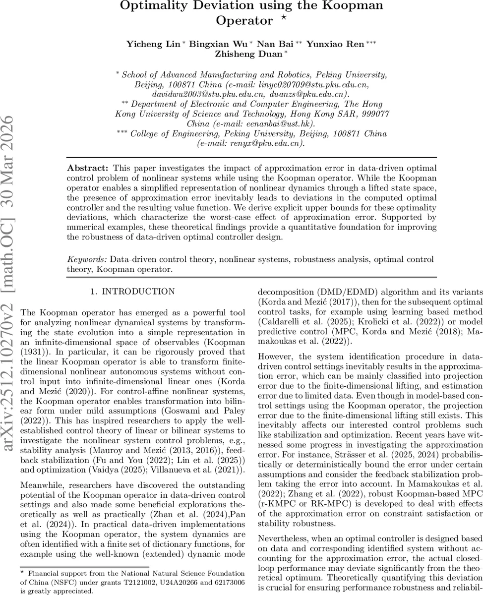 Koopman 연산자를 이용한 최적성 편차 분석