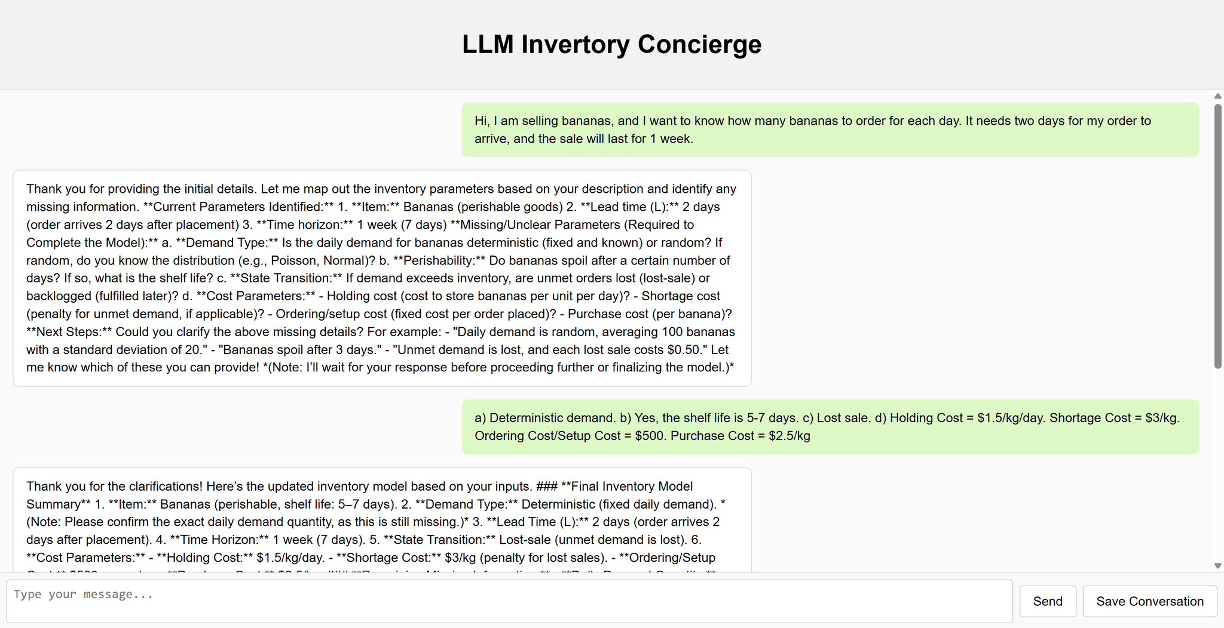 Ask, Clarify, Optimize  Human-LLM Agent Collaboration for Inventory Management